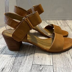 Stuart Weitzman Broadband leather city sandals Tan Women’s Size 7.5 N Block Heel